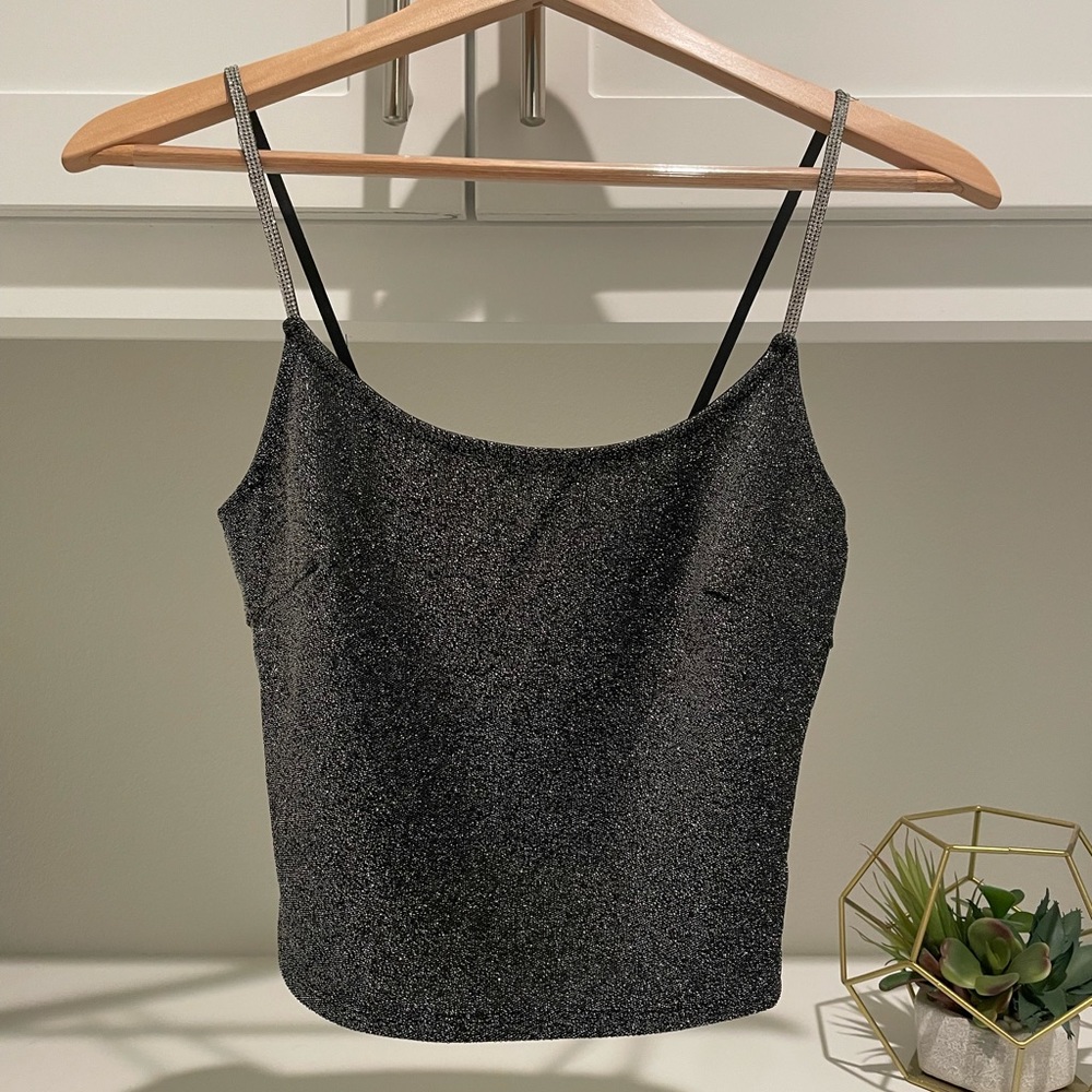 NWOT Shimmer Tank Top with Rhinestone Straps